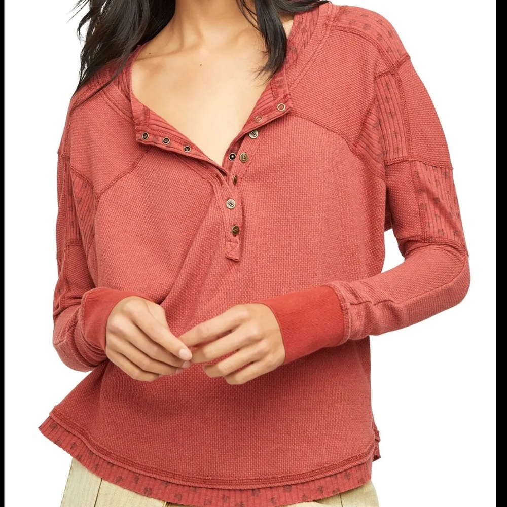 Free People Heart To Heart Henley Top - Brick Path